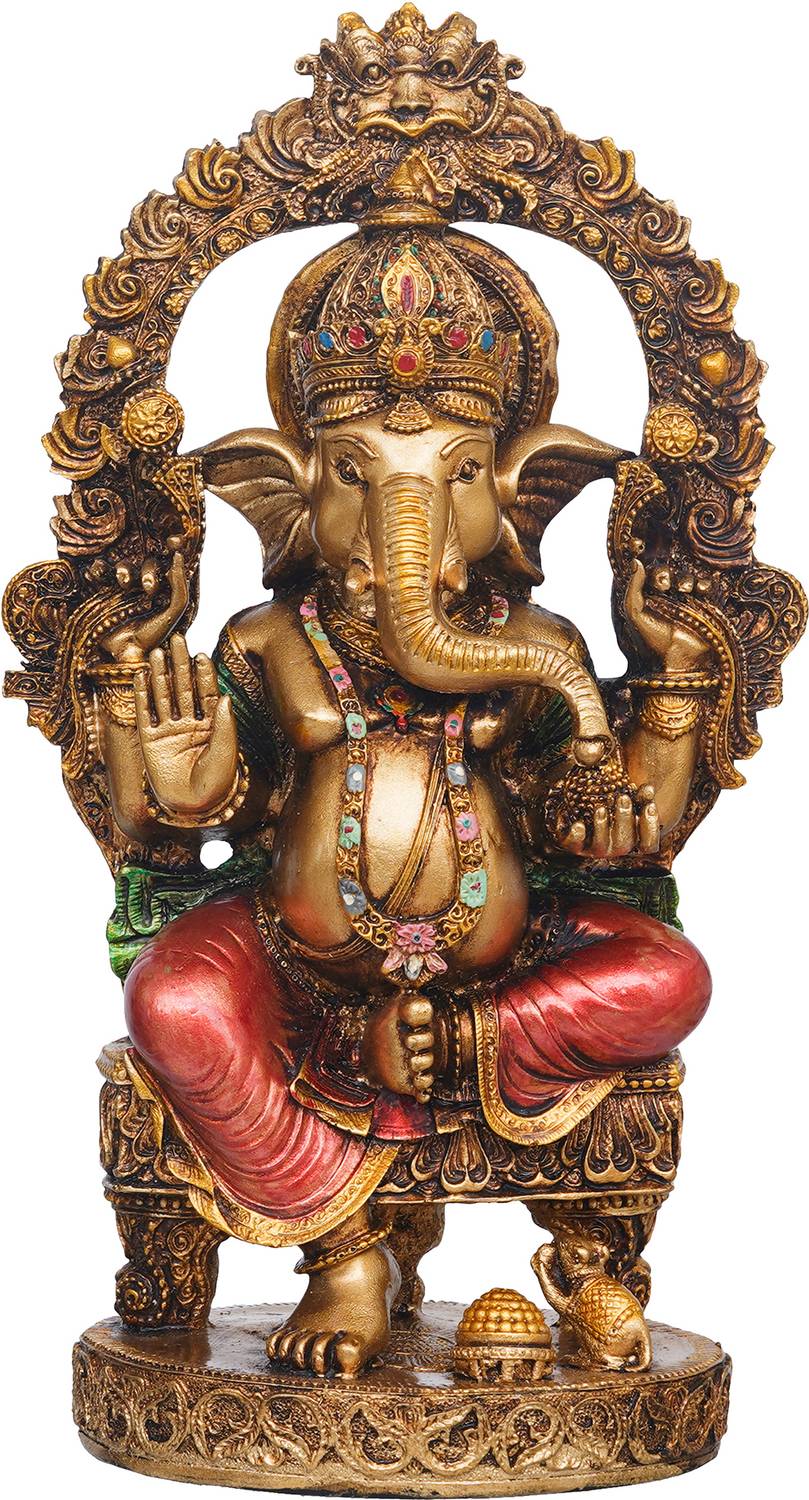 THOLIYA ARTS Ganesha Murti 10" Ganpati Bappa Statue Ganesh Ji Standing Idol For Home Diwali Decorative Showpiece - 25.4 cm