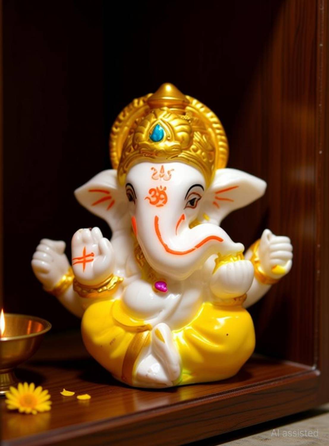 KML Crafts Villa Ganesha Idol Decorative Showpiece - 5 cm