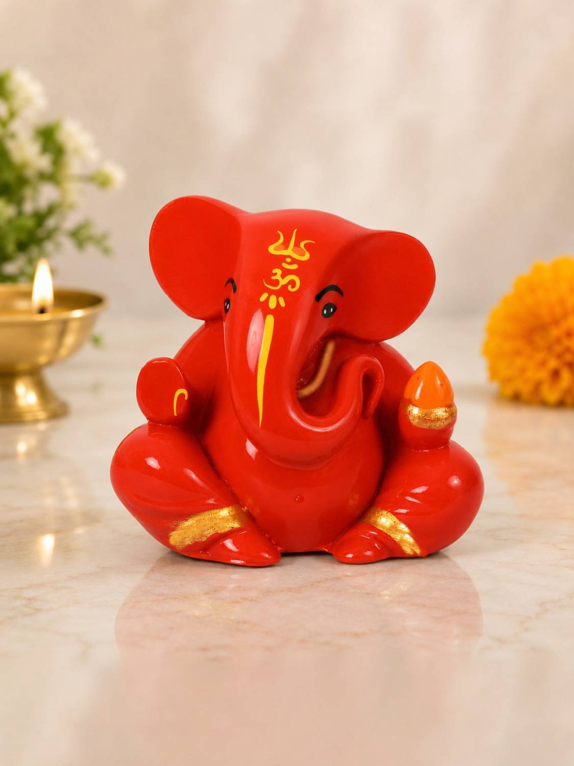 Craftam Craftam Premium Ganesha Idol for Car Dashboard, Ganpati idol for car Decorative Showpiece - 5 cm