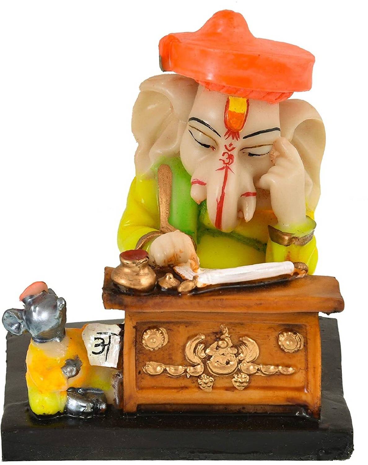 Artyog Handmade Polyresin Munim Ganapati Ganesha Idol Showpiece, 9x9 cm Decorative Showpiece  -  11.5 cm