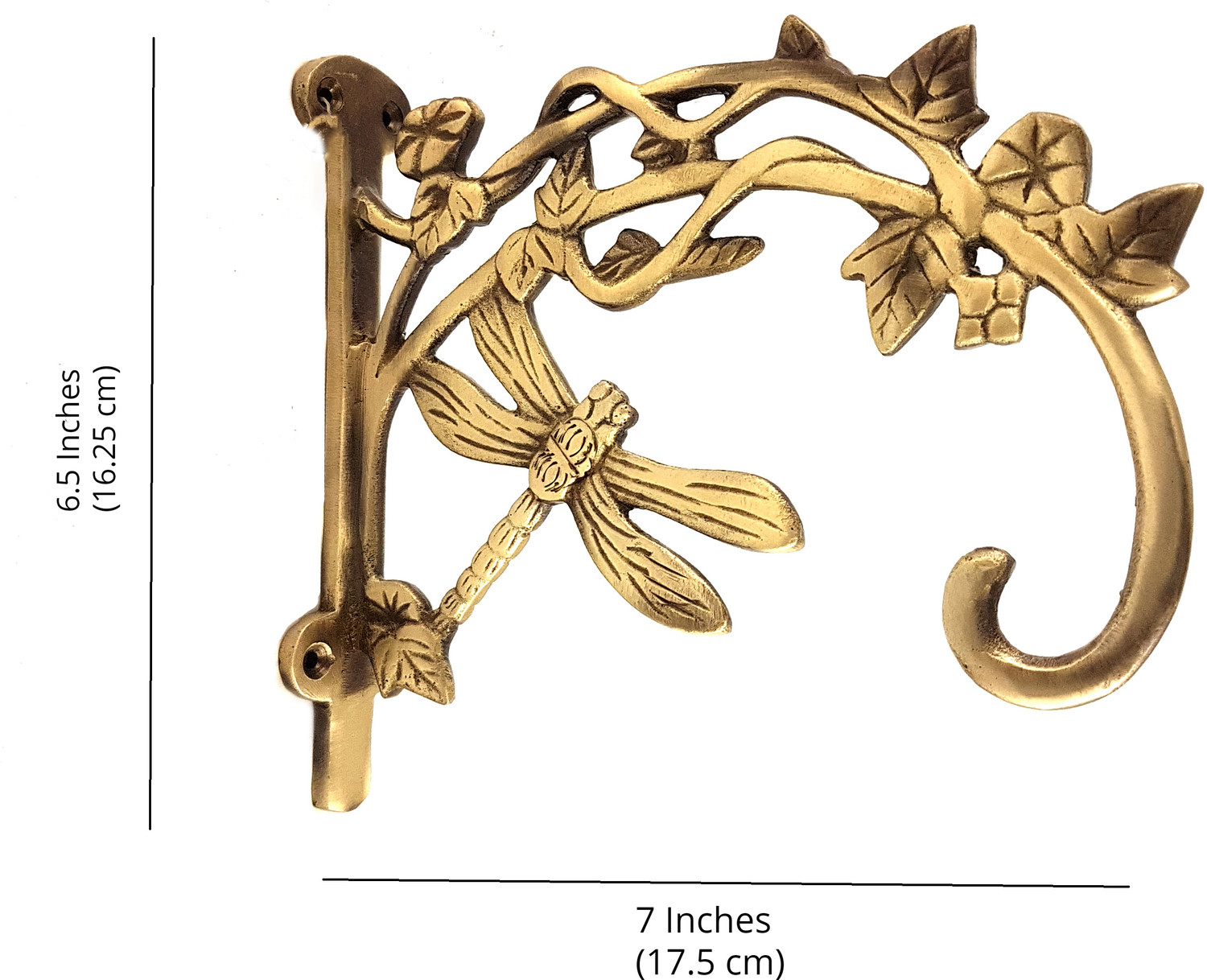 Image of Two Moustaches Brass Dragon Fly Style Handmade Brass Wall Lantern Diya Hanger Decorative Showpiece - 16.2 cm