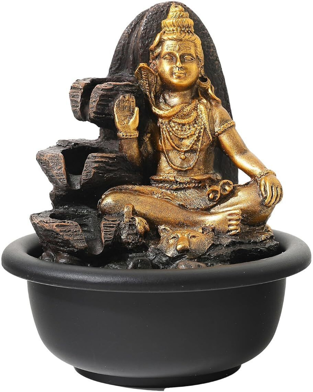 Image of The Better Home Shiva Water Fountain with LED Lights | Indoor Decor for Home, Office, Temple | Decorative Showpiece - 19 cm