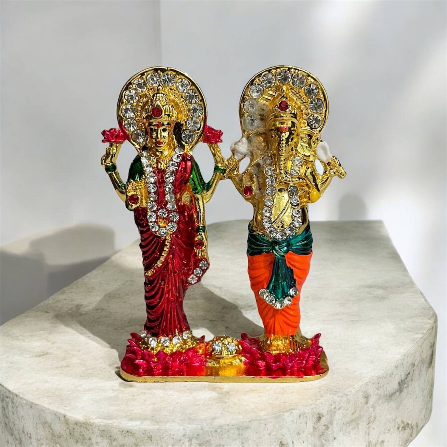 RUBY ART Laxmi & Ganesh Murti (SMALL SIZE) for Puja, Home, Shop, Birthday and Festival Decorative Showpiece - 7.5 cm