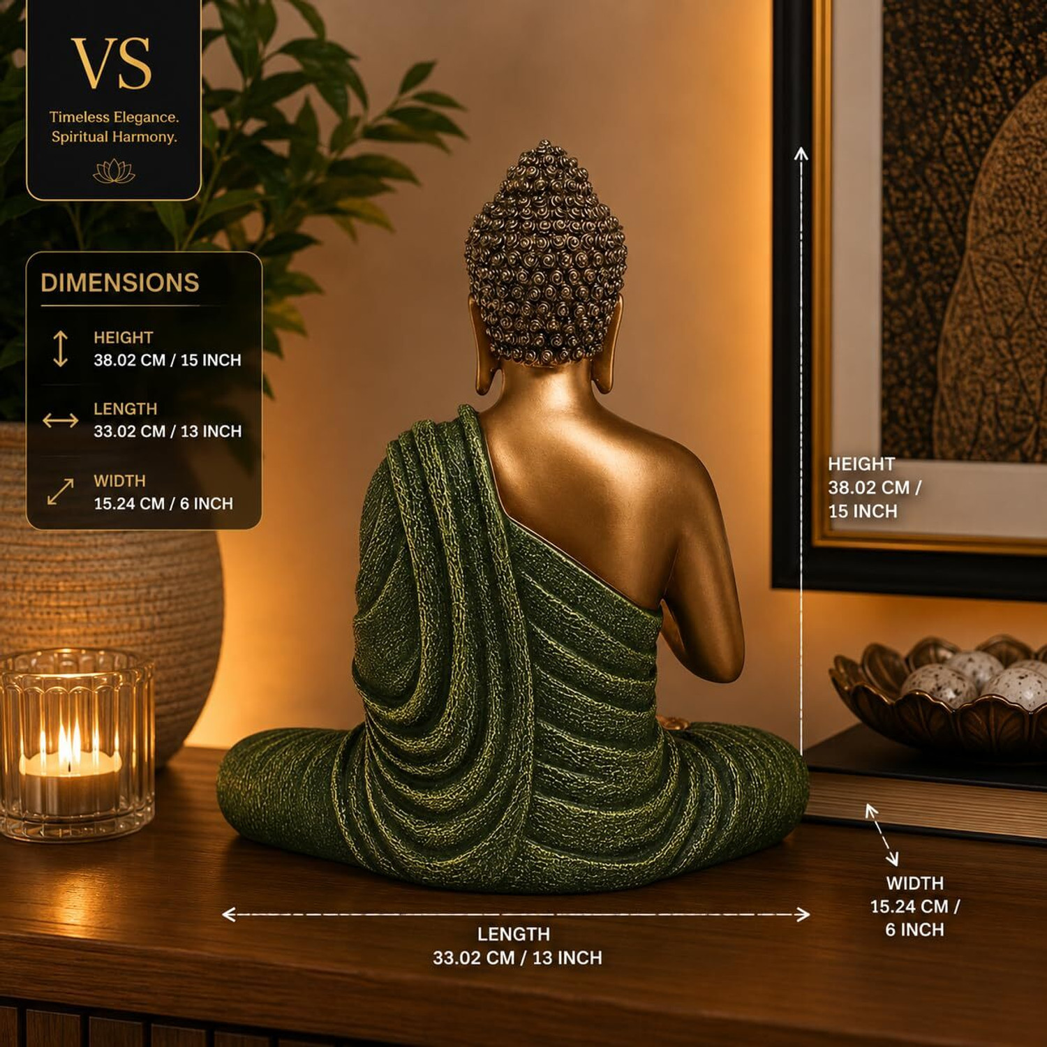 Image of Vastu Sajja Buddha Statue in Meditation Pose with Abhaya Mudra Decorative Showpiece - 33 cm