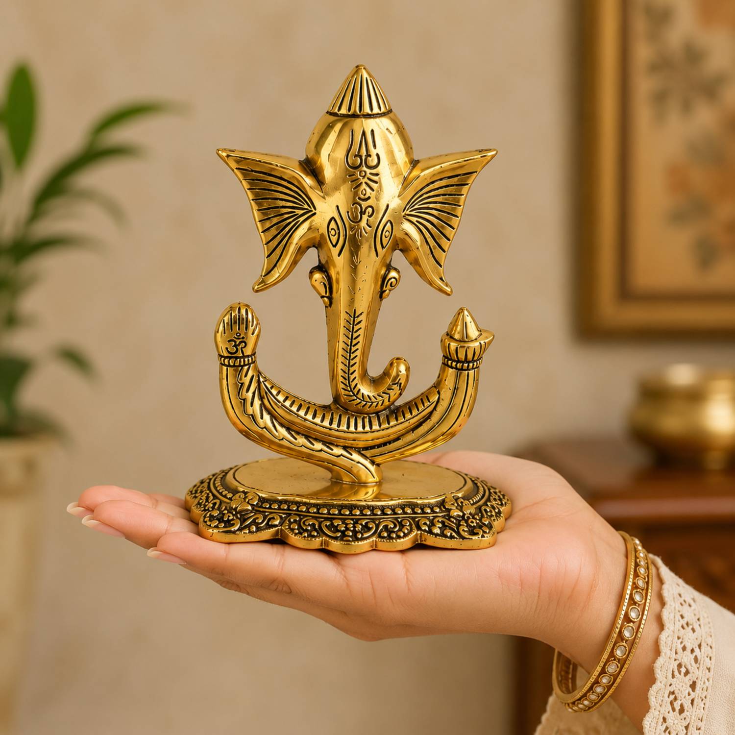 Devlink Ganesh Ji Idol Shaped Showpiece For Home | Home Decoration Items Decorative Showpiece  -  18 cm
