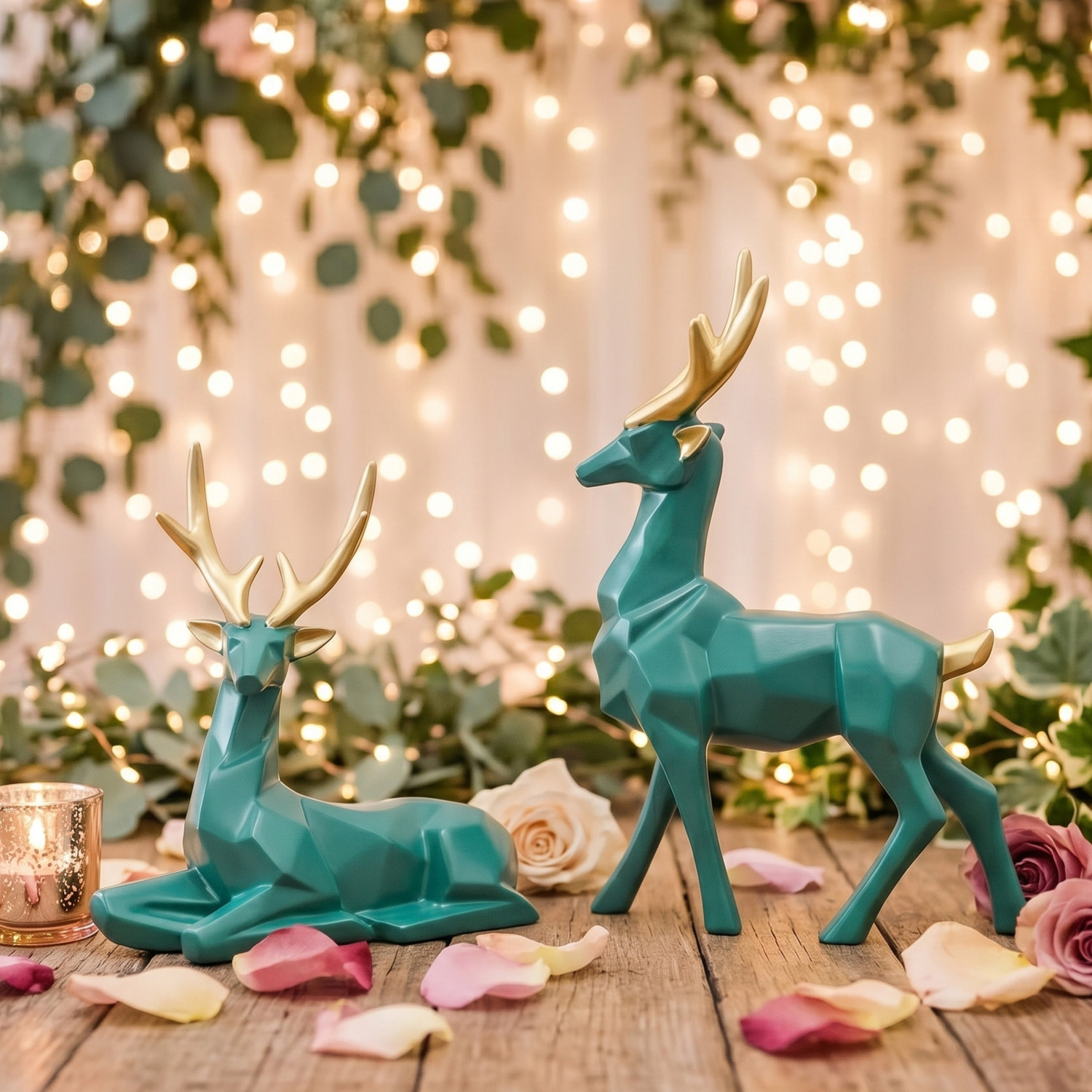 Image of Flipkart Perfect Homes Luxury Reindeer Deer Showpiece Set of 2 for Living Room Decor Premium Polyresin Decorative Showpiece - 21.5 cm