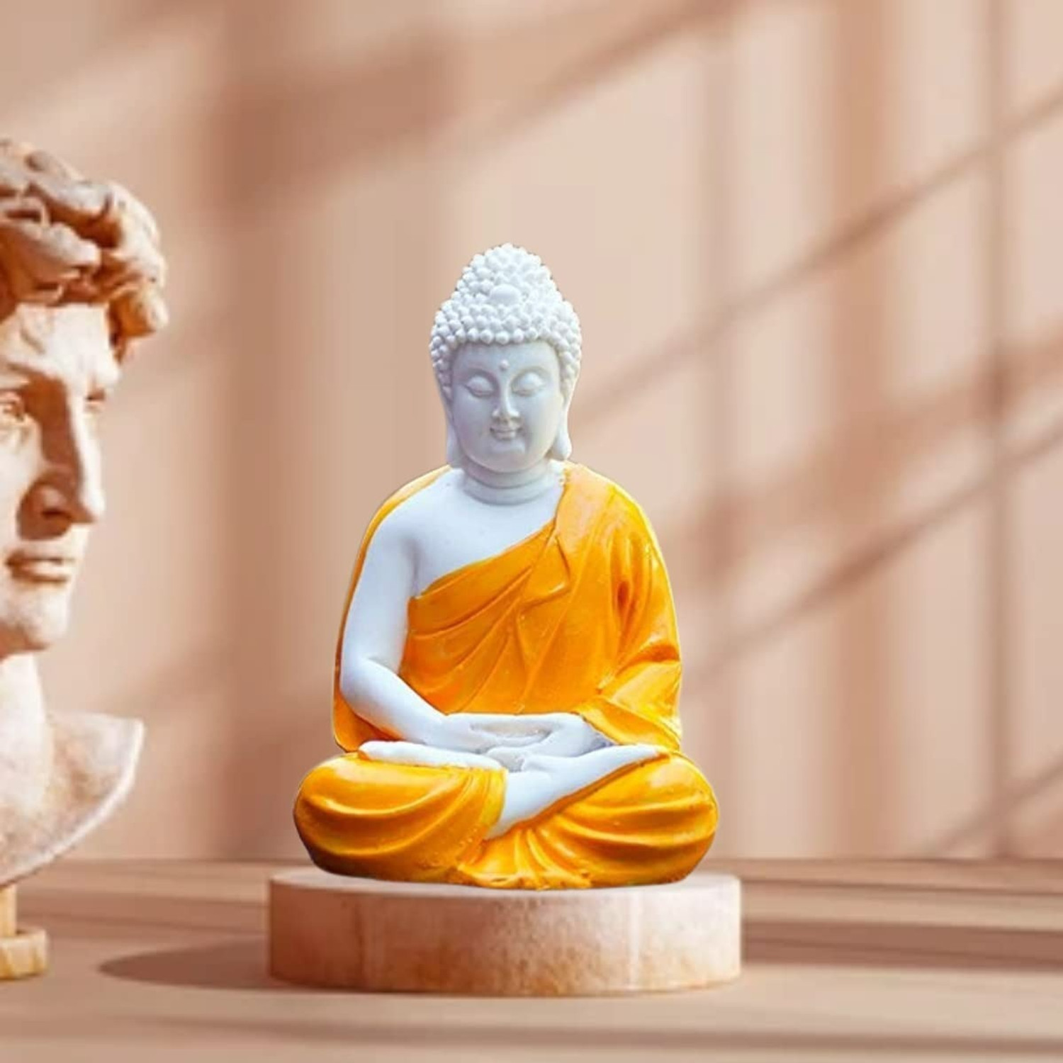 Image of Mag Creation MAGIC CREATION Lord White Buddha Idol 5 Inch | Polyresin Statue for Home Decor Decorative Showpiece - 12 cm