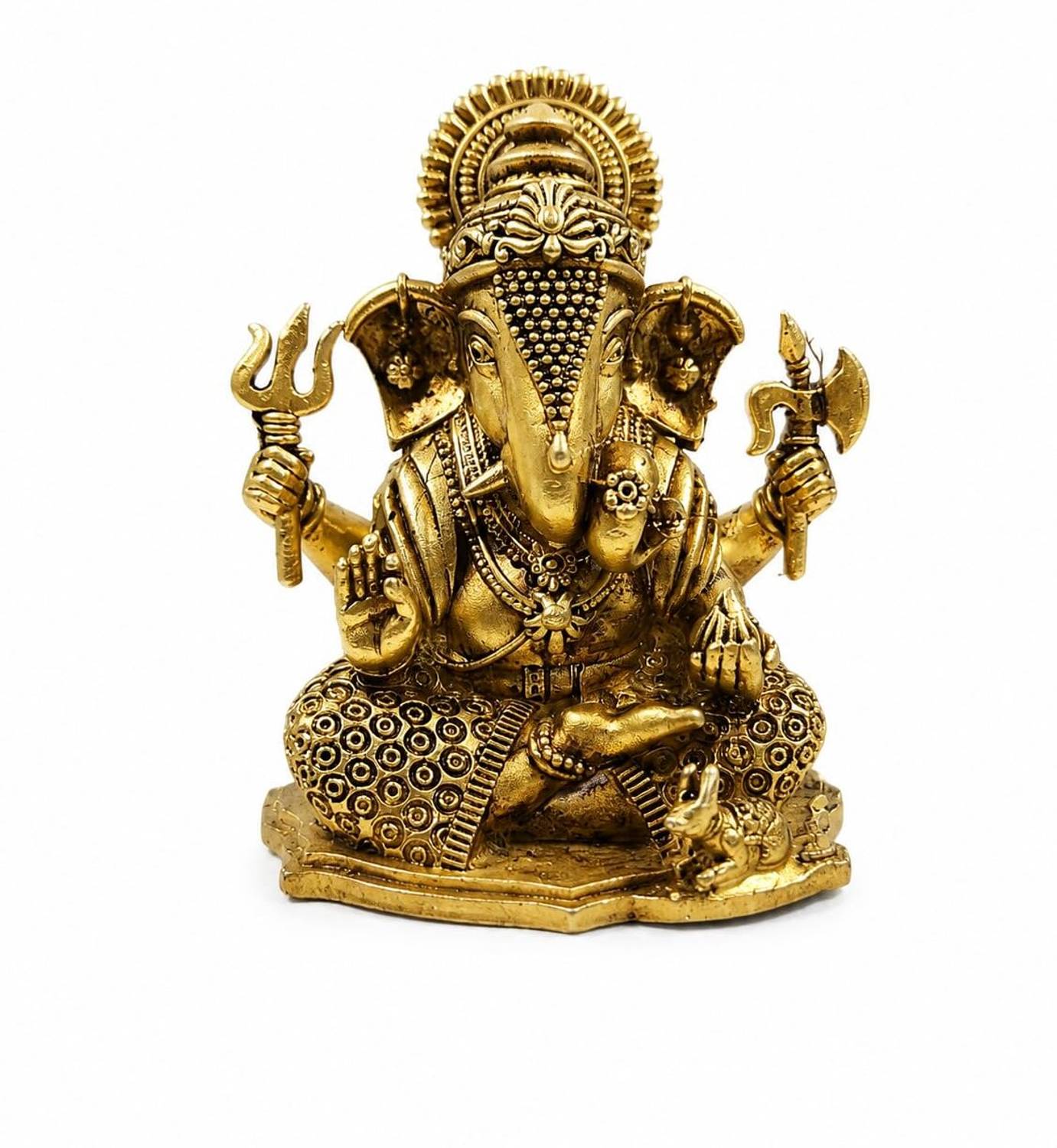 Shree Swarn Akarshan Shree Swarn Akarshan 100% Pure Brass Wax Ganpati Statue Idol Decorative Showpiece - 5.5 cm