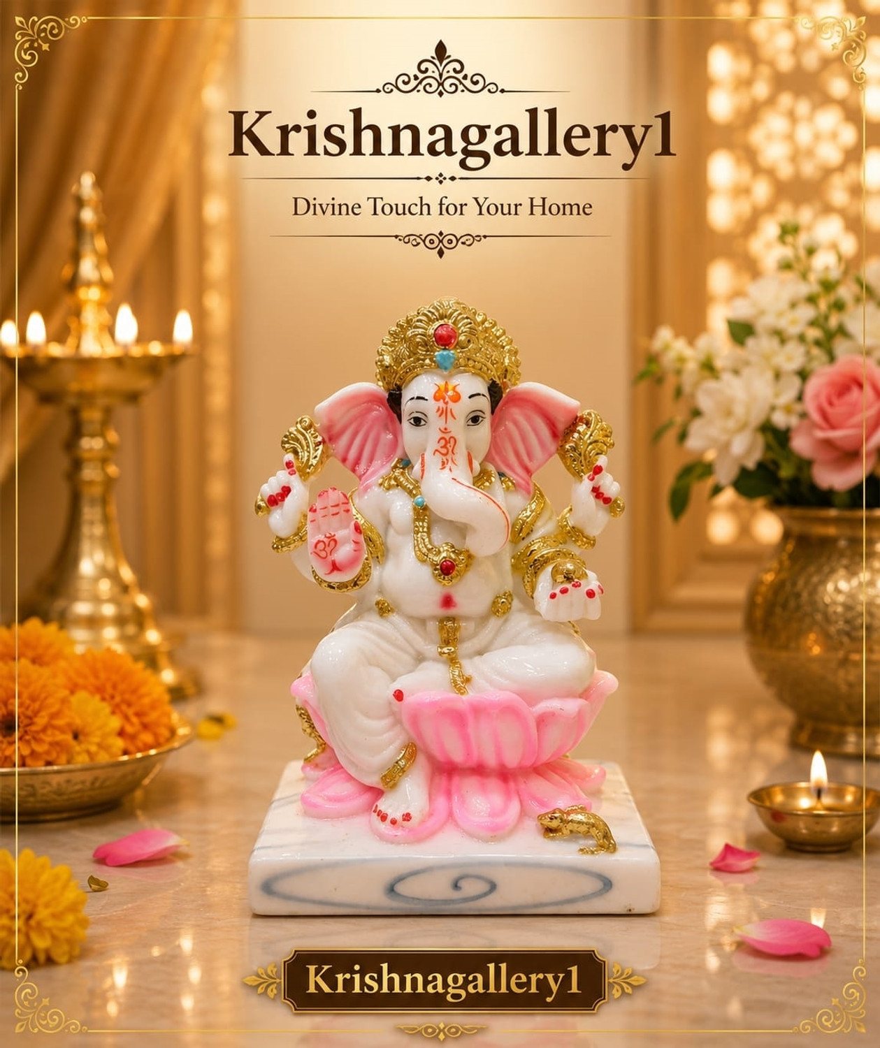 Image of krishnagallery1 White Ganesh Murti Home Temple Decorative Showpiece - 17 cm