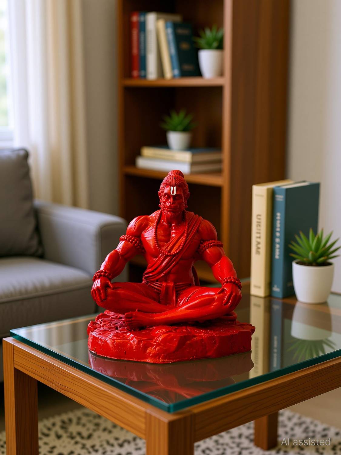 Adordecor Hanuman Idol in Meditating Pose - Resin Dashboard Figurine Decorative Showpiece - 10 cm