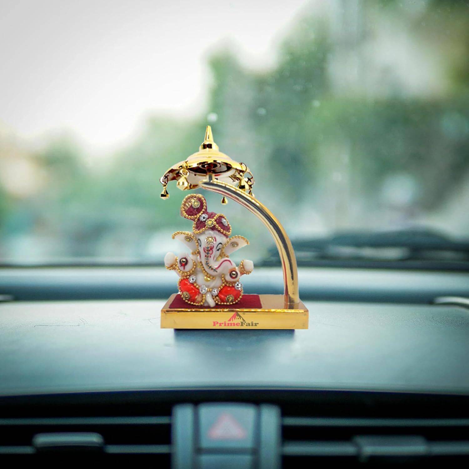 YEWSIH Lord Ganesha Idol Marble Showpiece for car dashboard, office desk, or home décor Decorative Showpiece - 12 cm