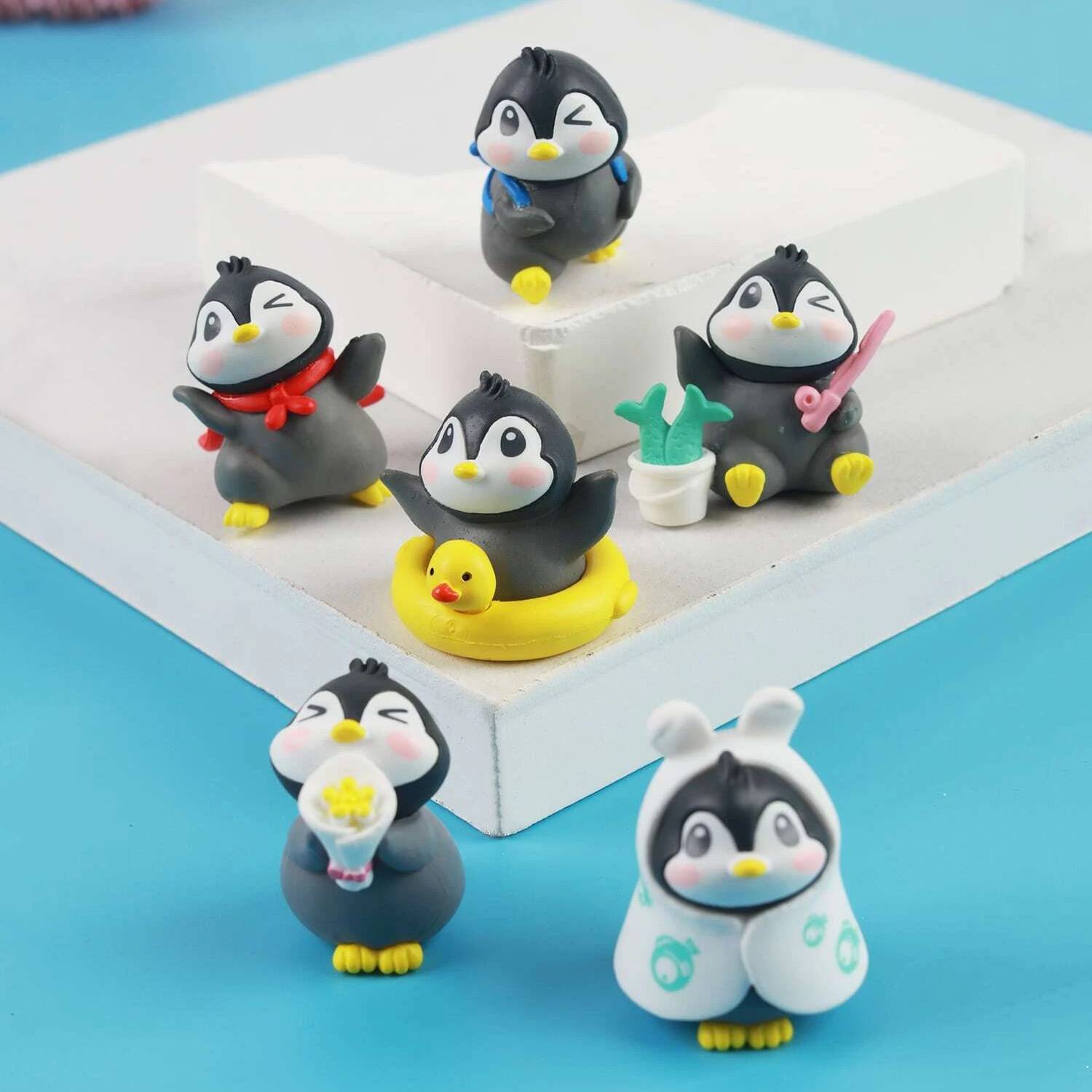 Ascension Set of 6 Pcs Penguin Toys for Home Garden Decoration