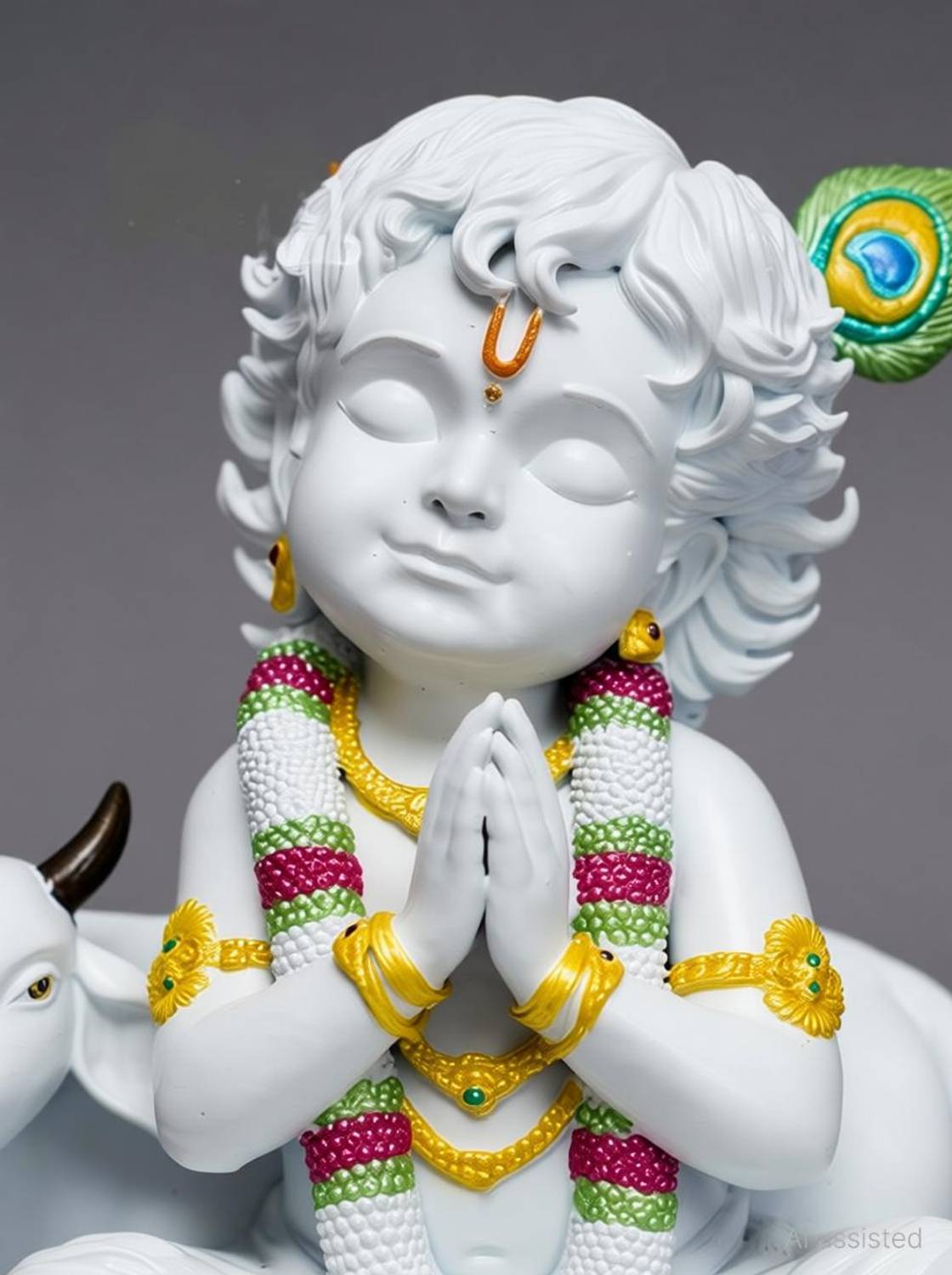 beutiful krishna idol krishna with calf Decorative Showpiece - 10 cm