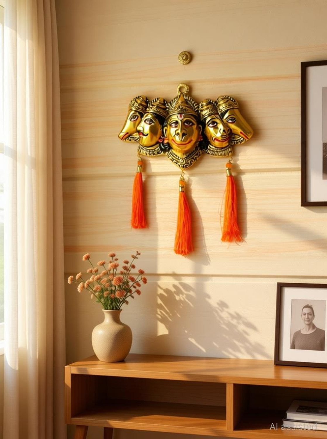 Image of LAXA Vastu Santi Panchmukhi Hanuman Ji Idol Wall Hanging Decorative Showpiece - 19 cm