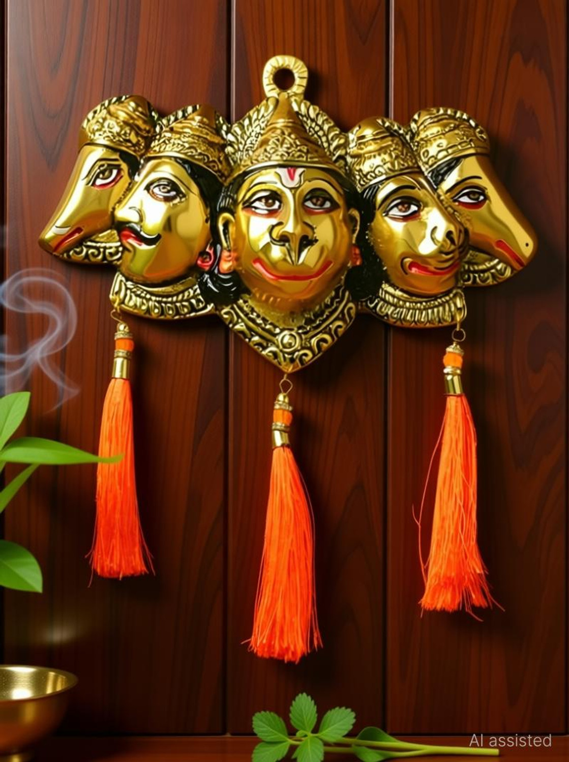 Image of LAXA Vastu Santi Panchmukhi Hanuman Ji Idol Wall Hanging Decorative Showpiece - 19 cm