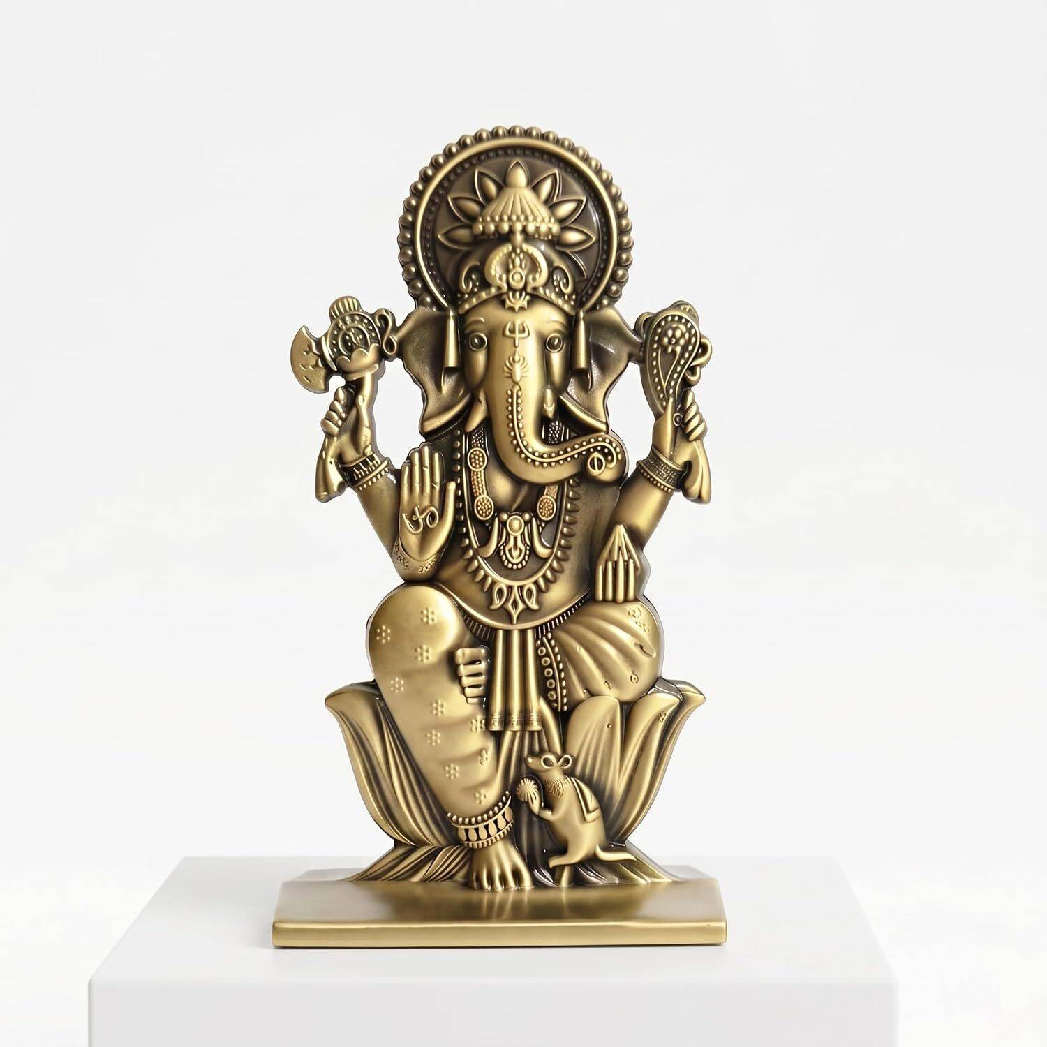 Nandisth Ganesh ji Premium Metallic Idol Decorative Showpiece - 10 cm
