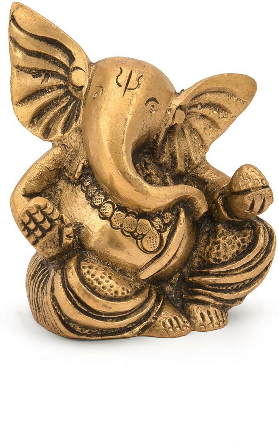 Collectible India Ganesha Brass Statue Sitting Ganpati Figurine lord ganesha murti Ganpati for puja Decorative Showpiece - 7.5 cm