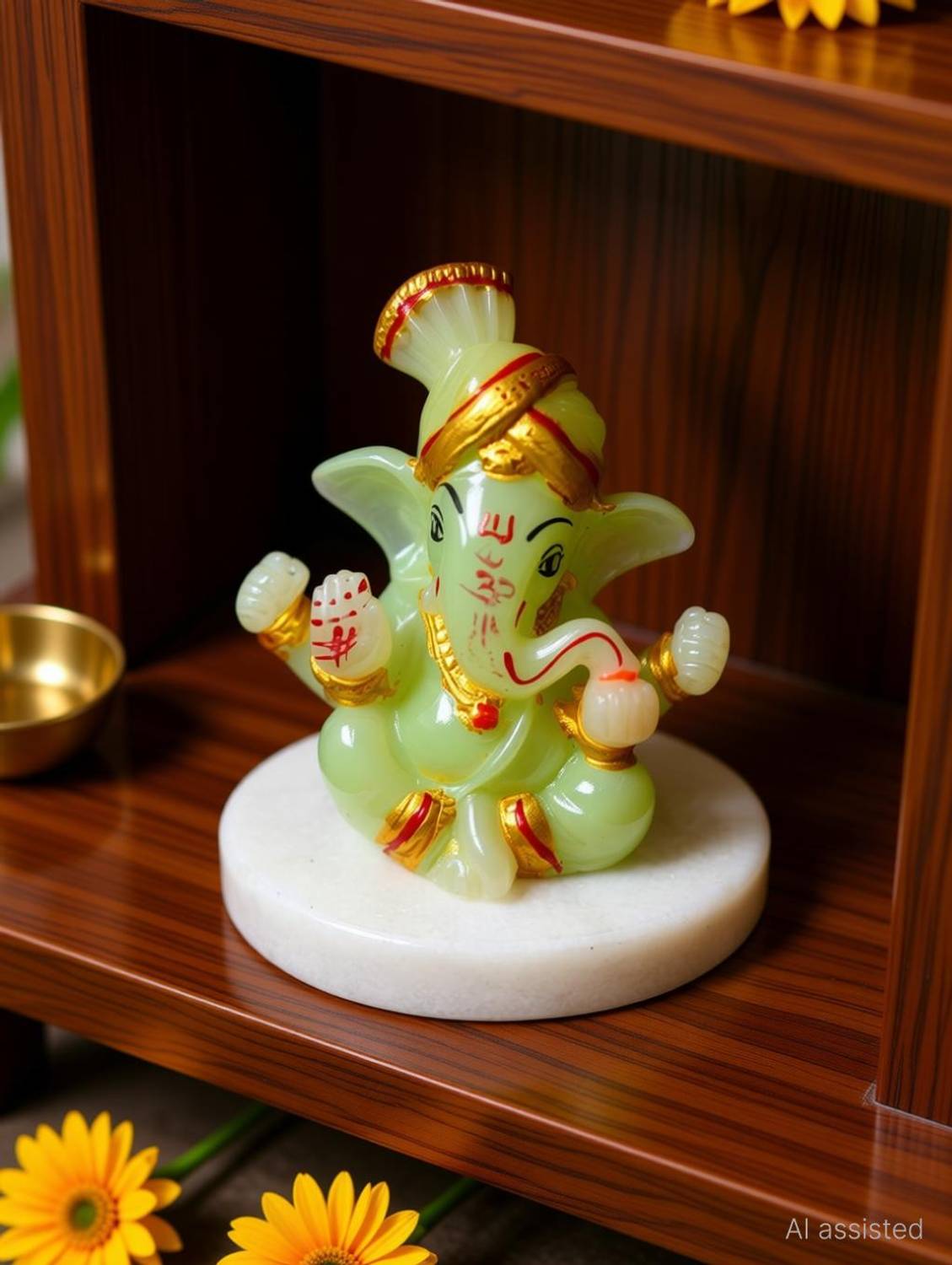 Murtiva decor Lord Ganpati Idol Ganesha Statue Car Dashboard Home Decor Gift Items Mandir Decorative Showpiece - 7.5 cm