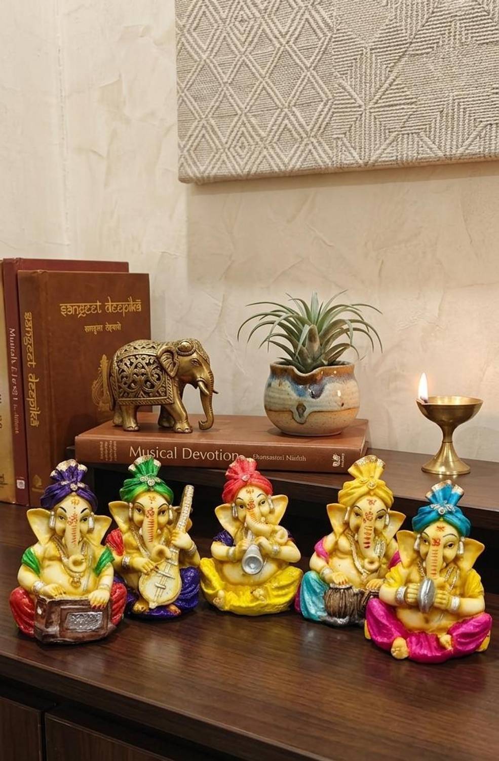 DAY CREATION Premium Handcrafted Musical Ganesha Idol Decorative Showpiece - 13 cm