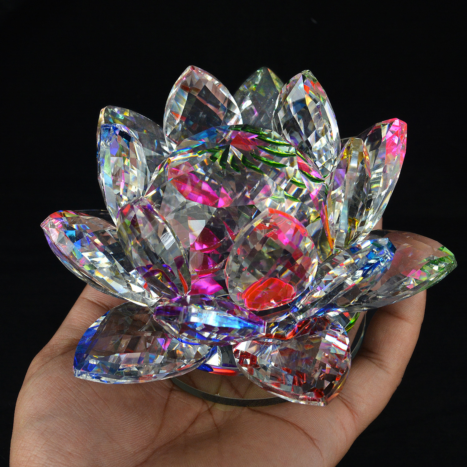 Image of CRYSTU Vastu Lotus Feng Shui Lotus Transparent Crystal Lotus For Positive Energy 40 mm Decorative Showpiece - 6.5 cm