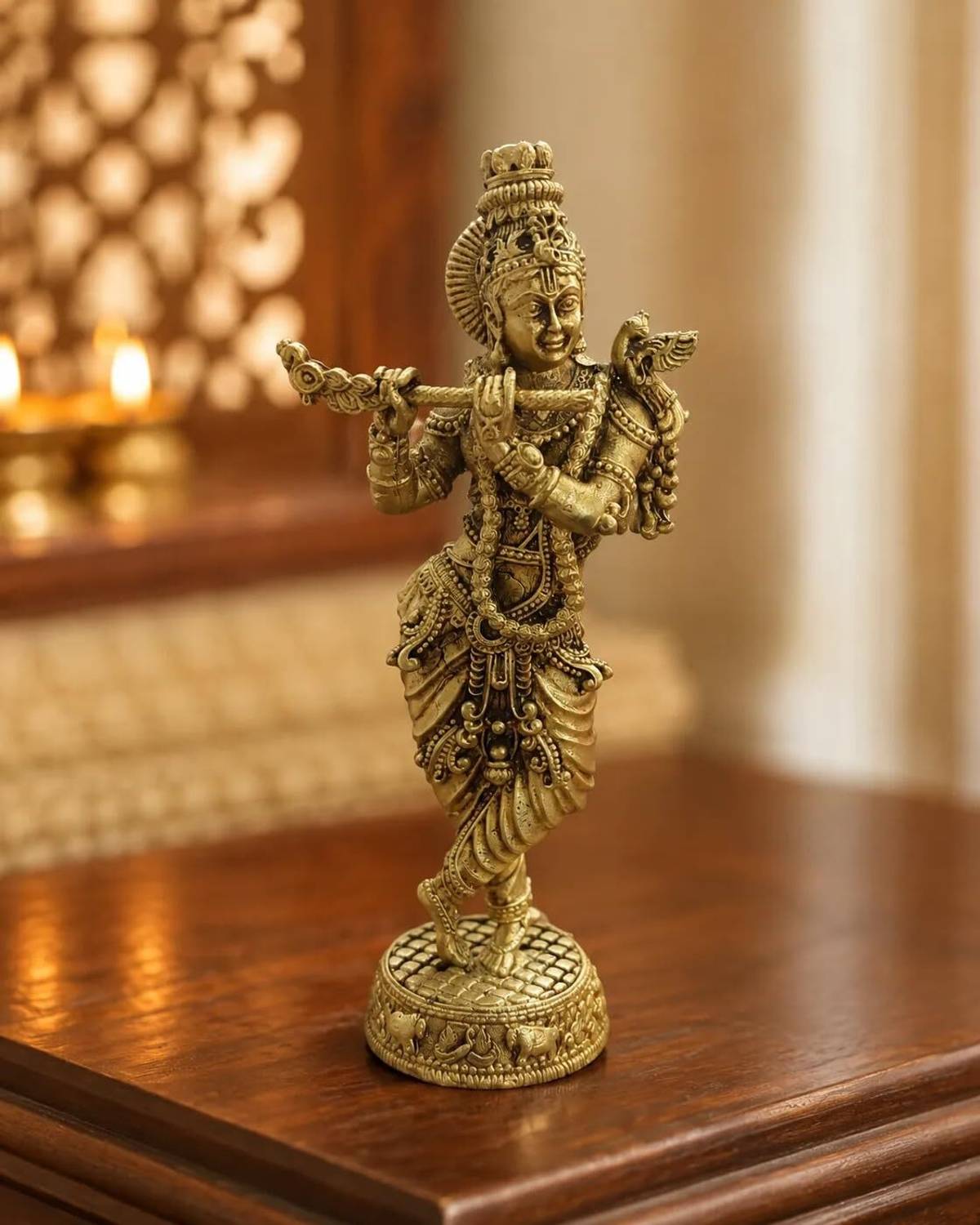 DECORGLOBE Lord Krishna Idol Brass Bal Krishna Statue, Showpiece for Janmashtami, Gift Decorative Showpiece - 4.4 cm