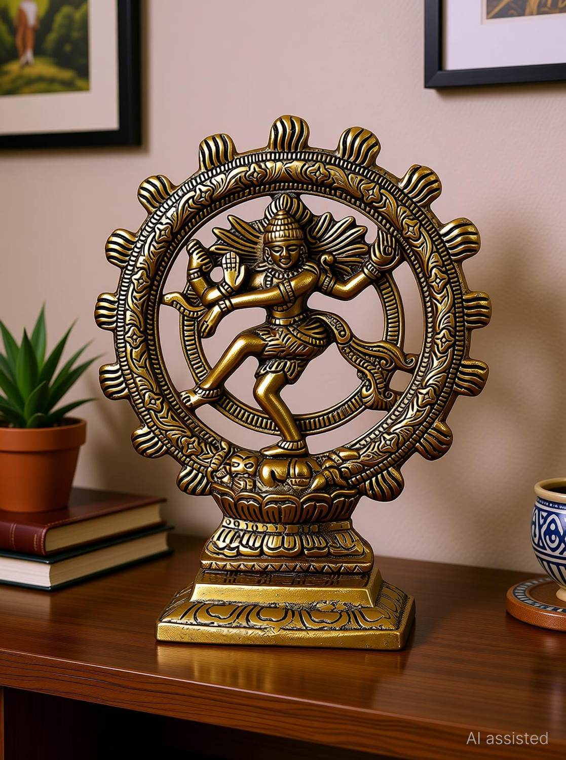 Image of ELITEWAVE Metal Lord Shiva Dancing Natraj Statue Decorative Showpiece - 22 cm