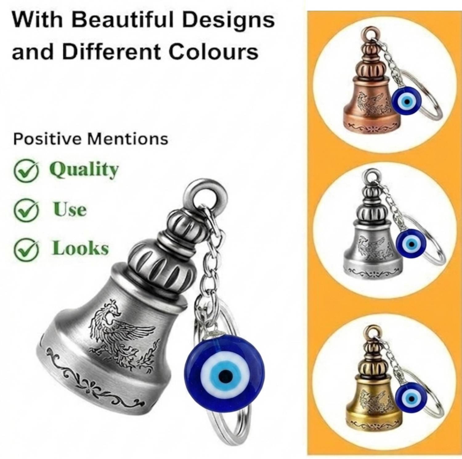 StyleHub Evil Eye Guardian Bell Keychain 5 cm - Image 3