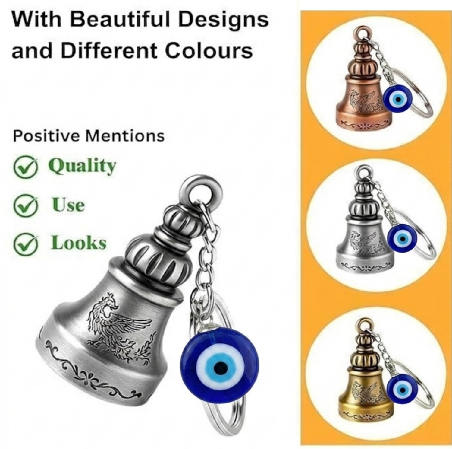 Image of StyleHub EVIL EYE GUARDIAN BELL - KEYCHAIN Decorative Showpiece - 5 cm