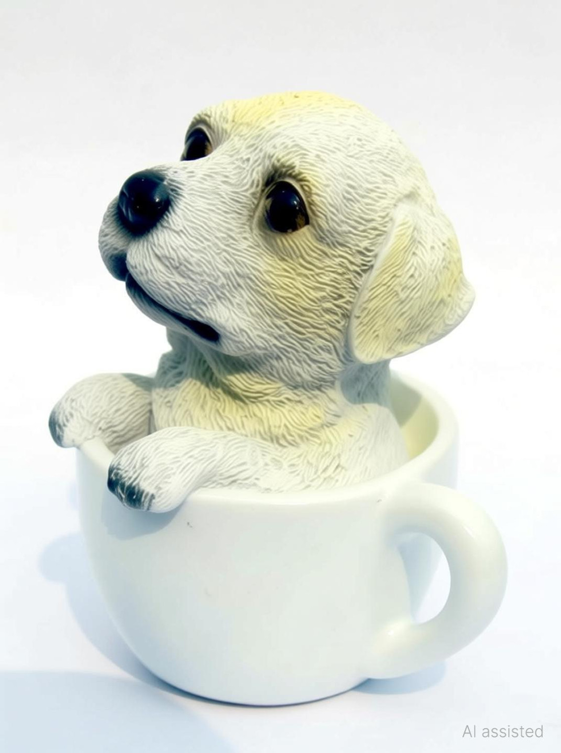 Image of Bhaktinayak Cute Dog In Mug Decorative Showpiece - 9 cm (Polyresin, White)