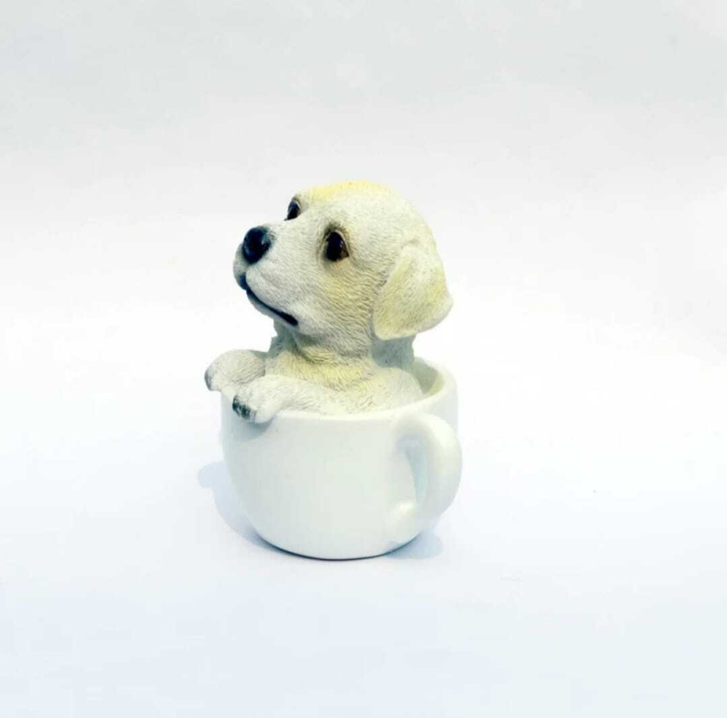 Image of Bhaktinayak Cute Dog In Mug Decorative Showpiece - 9 cm (Polyresin, White)
