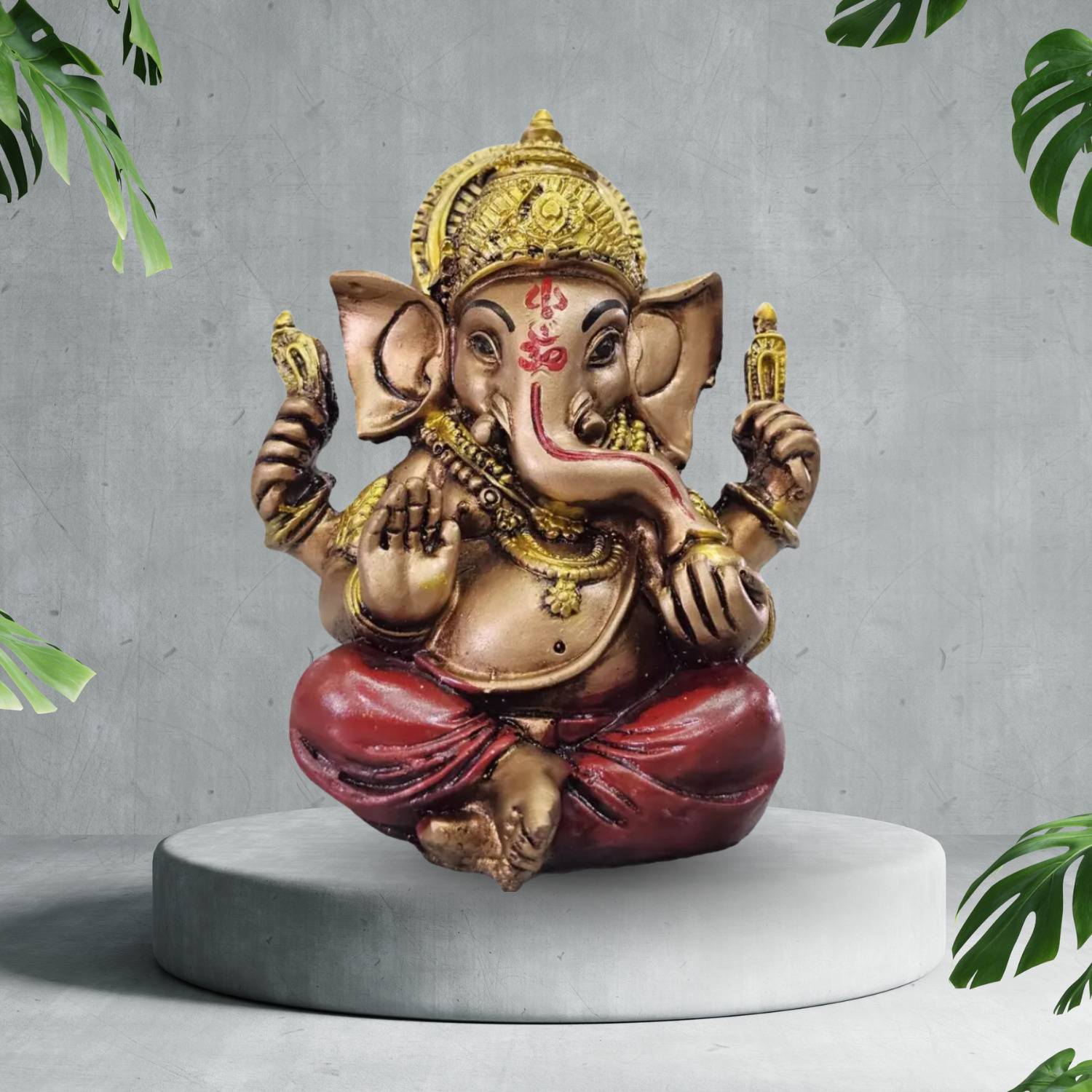 HOMESTA Divine Ganesha Statue | Ganesha Murti for Home Décor GM13 Decorative Showpiece - 12 cm