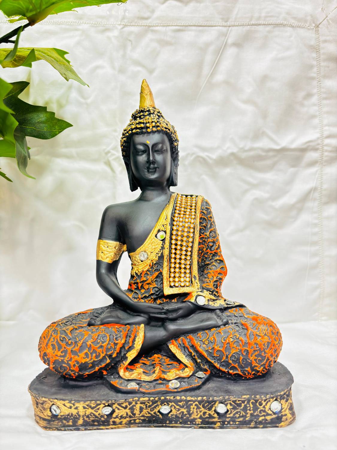 Adordecor Meditating Buddha Idol - Resin Sculpture, Zen Decor for Home and Office Decorative Showpiece - 22 cm