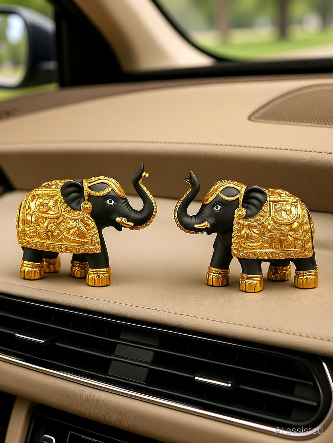 Image of NIHARIKA HANDICRAFT Set of 2 Cute Royal Elephant Showpiece - Premium Home, Car Decor & Gift items Decorative Showpiece - 7 cm