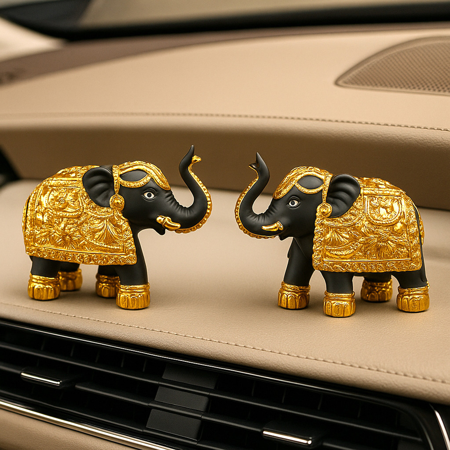 Image of NIHARIKA HANDICRAFT Set of 2 Cute Royal Elephant Showpiece - Premium Home, Car Decor & Gift items Decorative Showpiece - 7 cm
