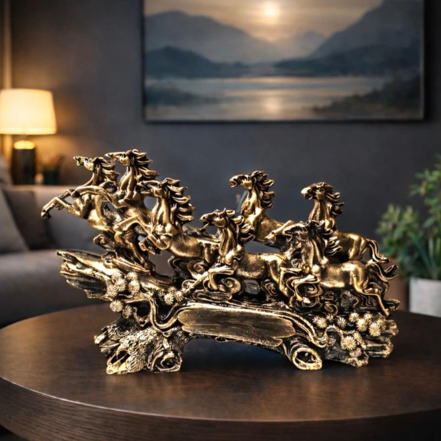 Image of Artmagic 7 Running Horses Showpiece for Home Decor | Feng Shui Horse Statue -01 Decorative Showpiece - 18 cm