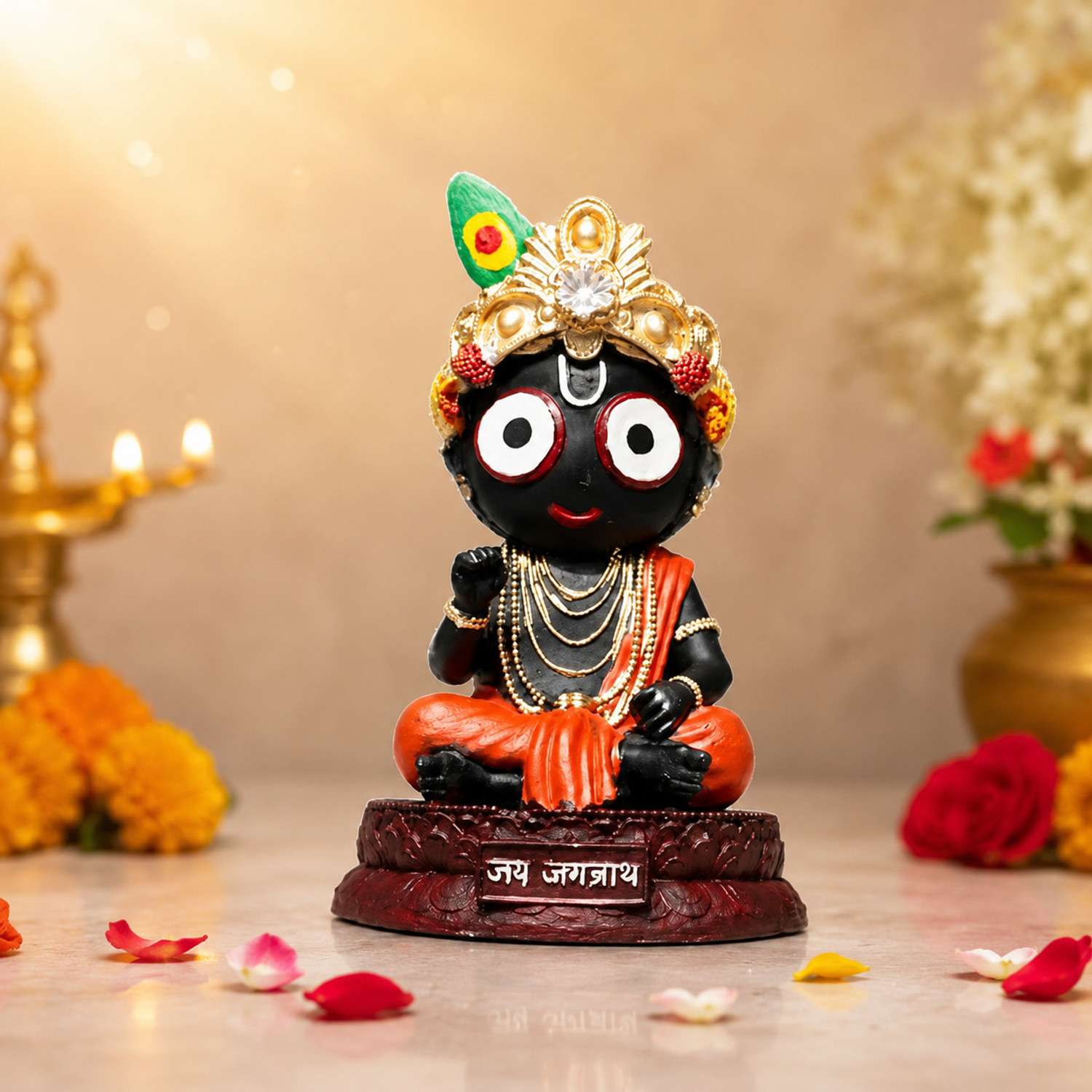 Image of VAMA Siddh Lord Jagannath Idol - Hand Painted Jagganath Idol for Temple, Car & Office Decorative Showpiece - 13 cm