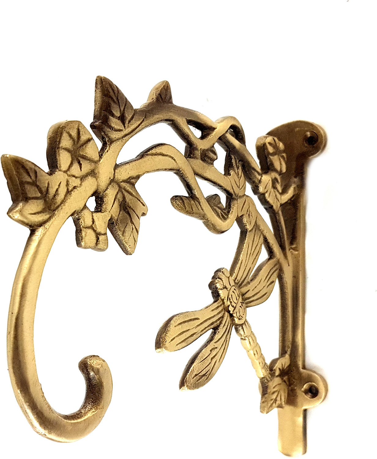 Image of Two Moustaches Brass Dragon Fly Style Handmade Brass Wall Lantern Diya Hanger Decorative Showpiece - 16.2 cm