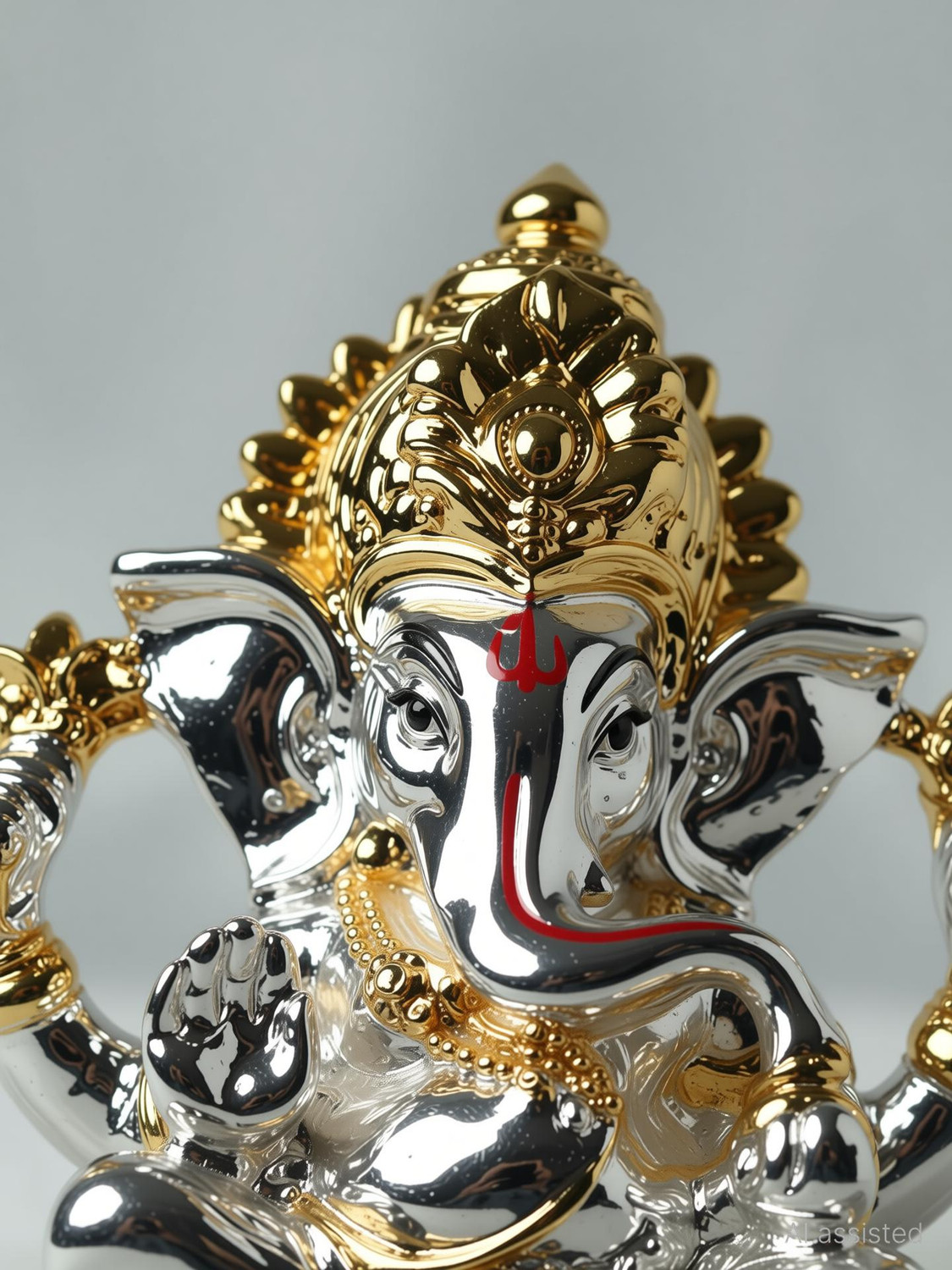 Image of Divya Collection Gold and Silver plated Lord Ganpati Decorative Showpiece - 8 cm (Gold Plated, Silver Plated, Gold, Silver)