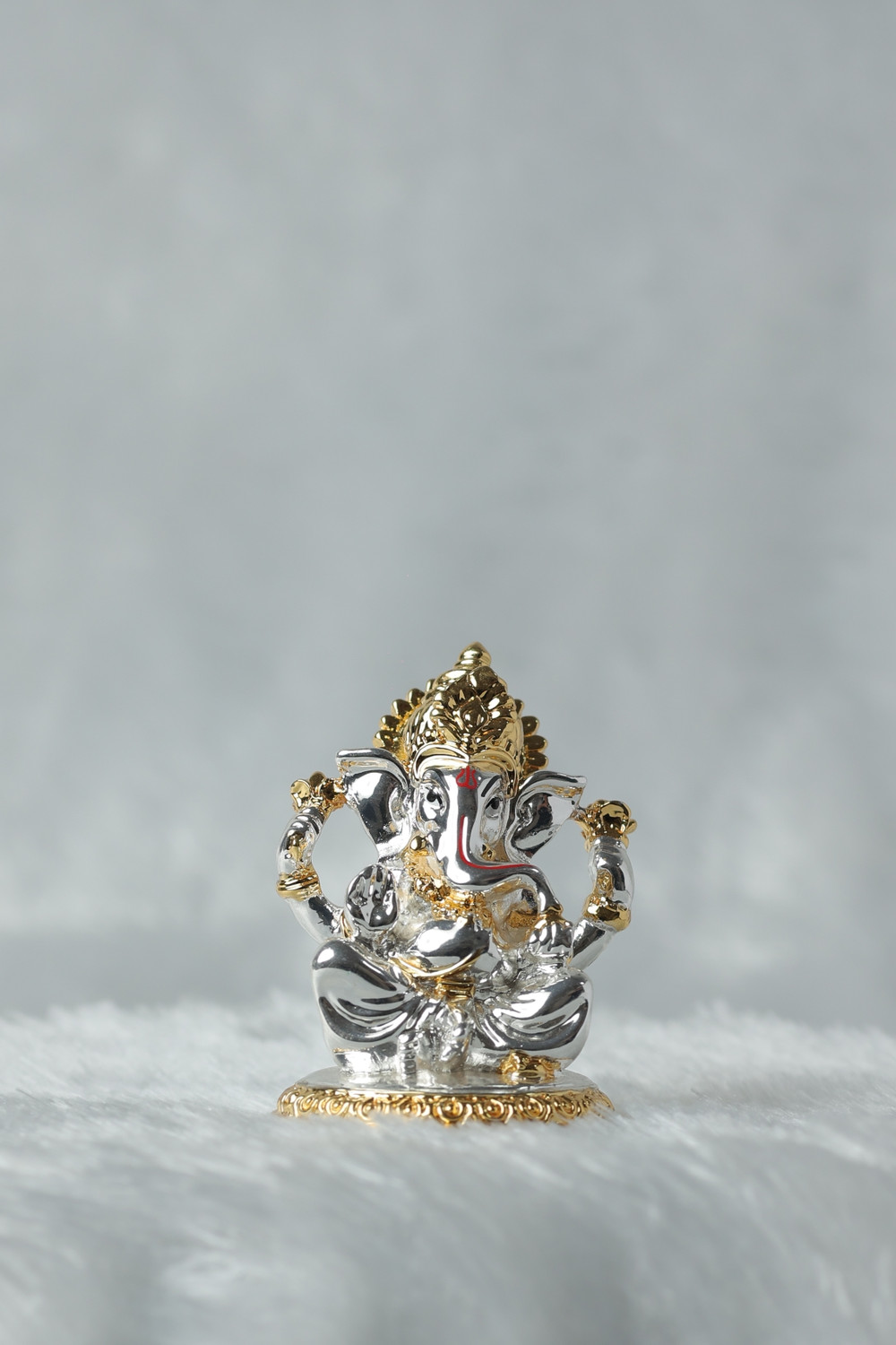 Image of Divya Collection Gold and Silver plated Lord Ganpati Decorative Showpiece - 8 cm (Gold Plated, Silver Plated, Gold, Silver)