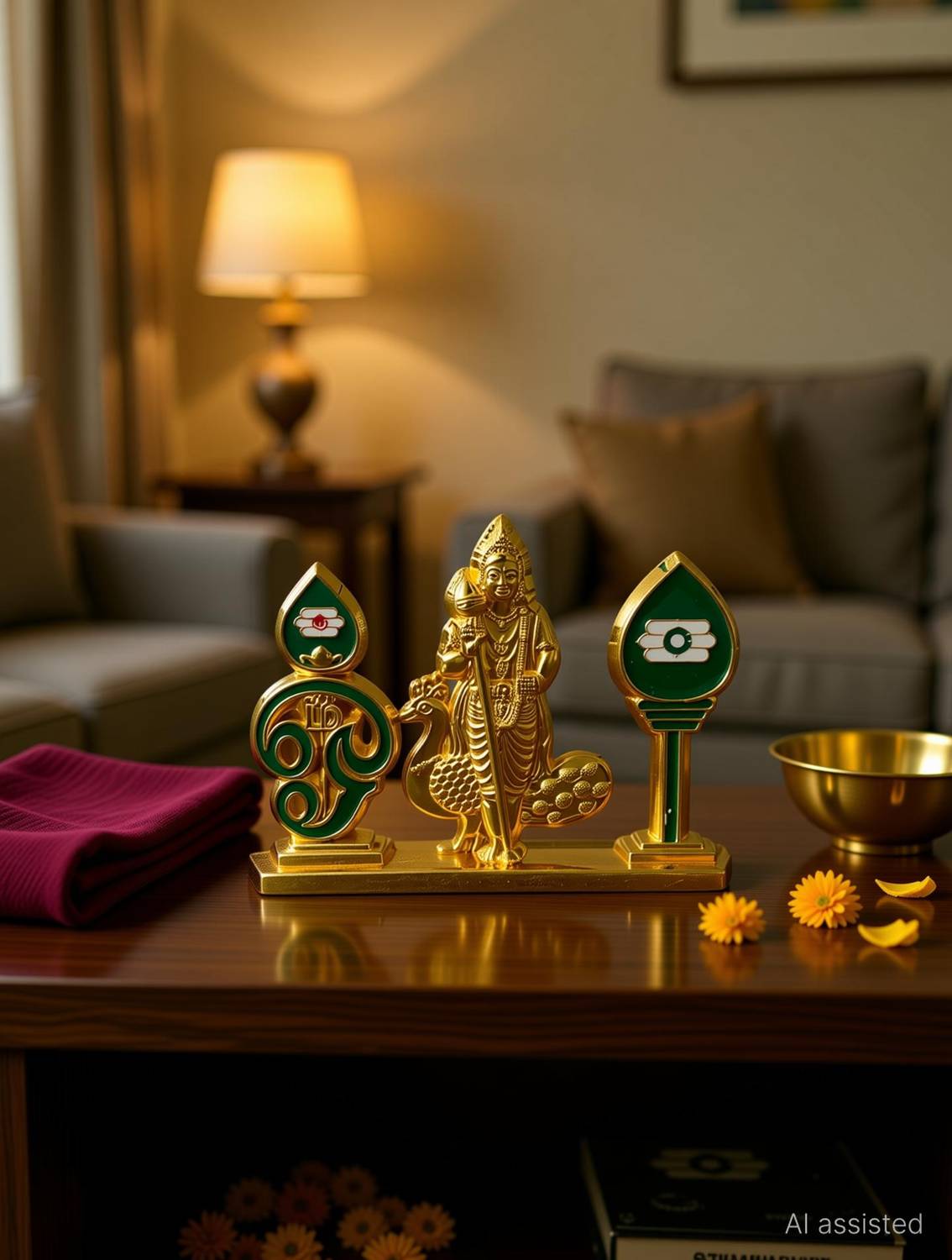 ASTRAMART God murugan 3 in 1 idol for car dashboard etc Decorative Showpiece - 6.5 cm