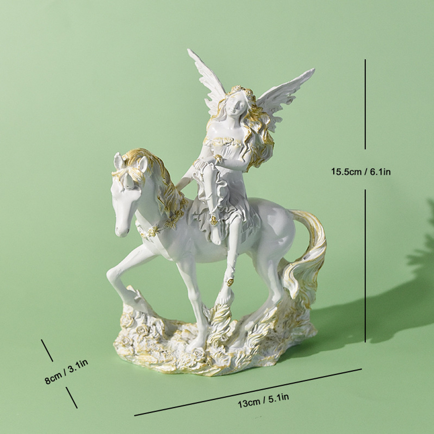 Image of AUSTIN LUKE ANGEL ON HORSE Decorative Showpiece - 22 cm
