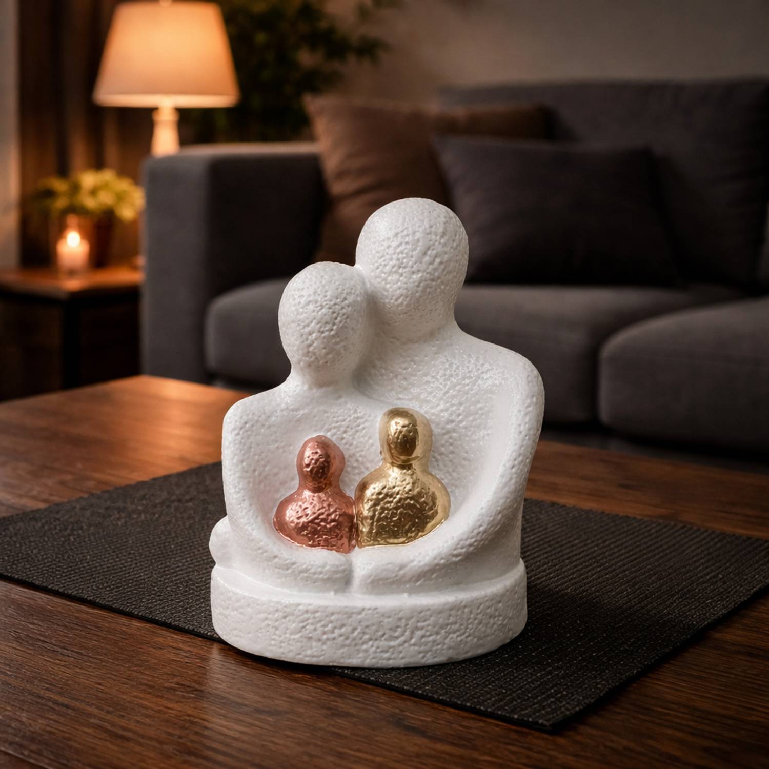 aabco Couple with 2 Baby Bedroom, Living Room & Home Decor Sculpture | Table Top Decorative Showpiece - 14.5 cm