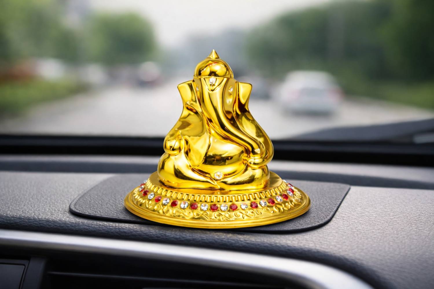 GOD DARBAR Ganesha Gold Dashboard Idol 01 Decorative Showpiece  -  5.5 cm