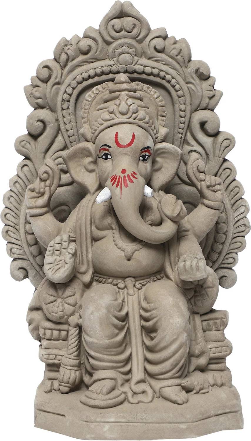 KSI Eco Friendly 7 Inch Ganpati Idol Lalbagh Style for Home Visarjan Decorative Showpiece - 18.5 cm