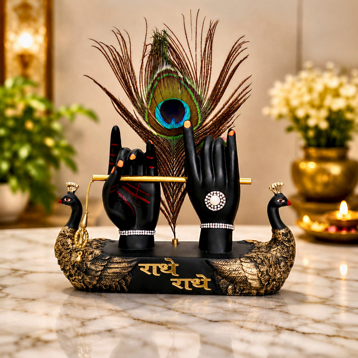 Image of ADDYARTSWORLD PEACOCK - HAND Decorative Showpiece - 24 cm