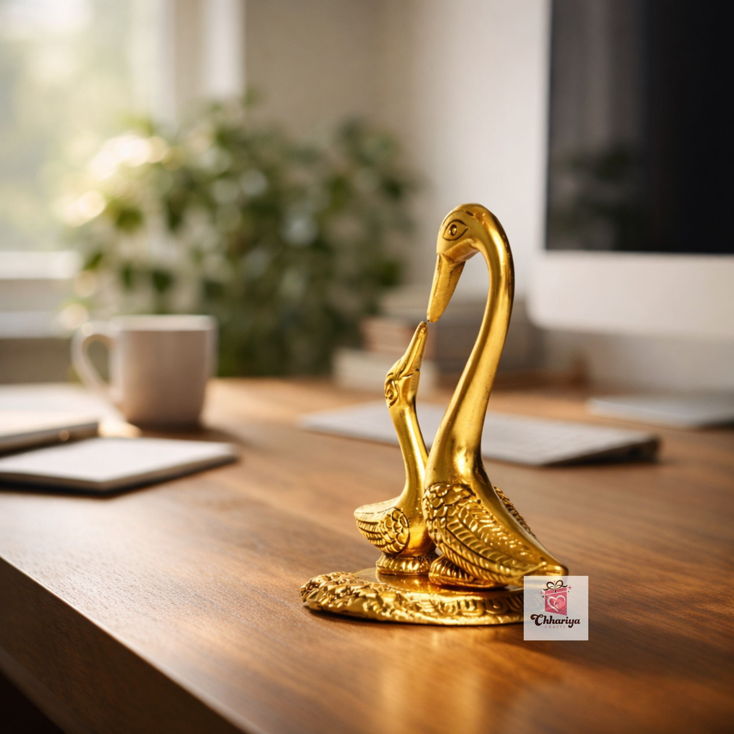 Image of Chhariya Crafts Pair of Kissing Duck Love Bird Gift Item For Living Room Decorative Showpiece - 14 cm