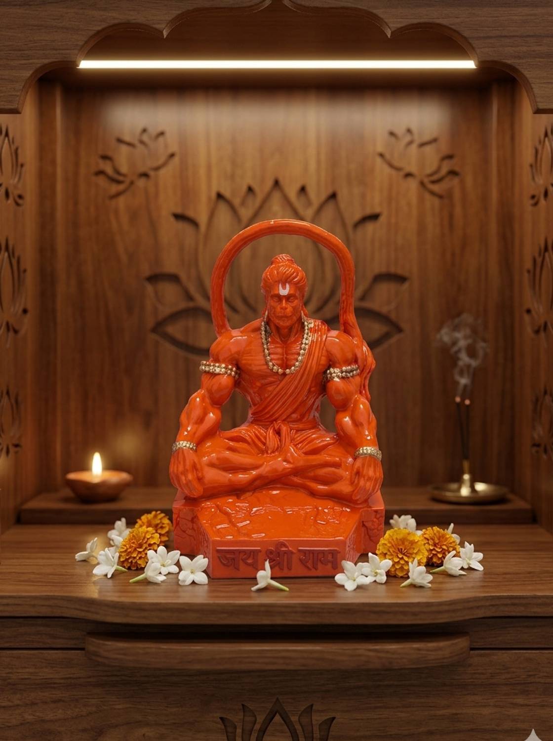 AanganAura Meditation hanuman Ji, Heavy weight idol for Car Dashboard, Home, Office and Gym Decorative Showpiece - 9.5 cm