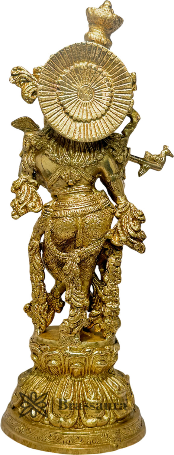 Image of BrassAura lord Murli Manohar Krishna Brass Statue Murti 4.7 Kg Decorative Showpiece - 38.1 cm