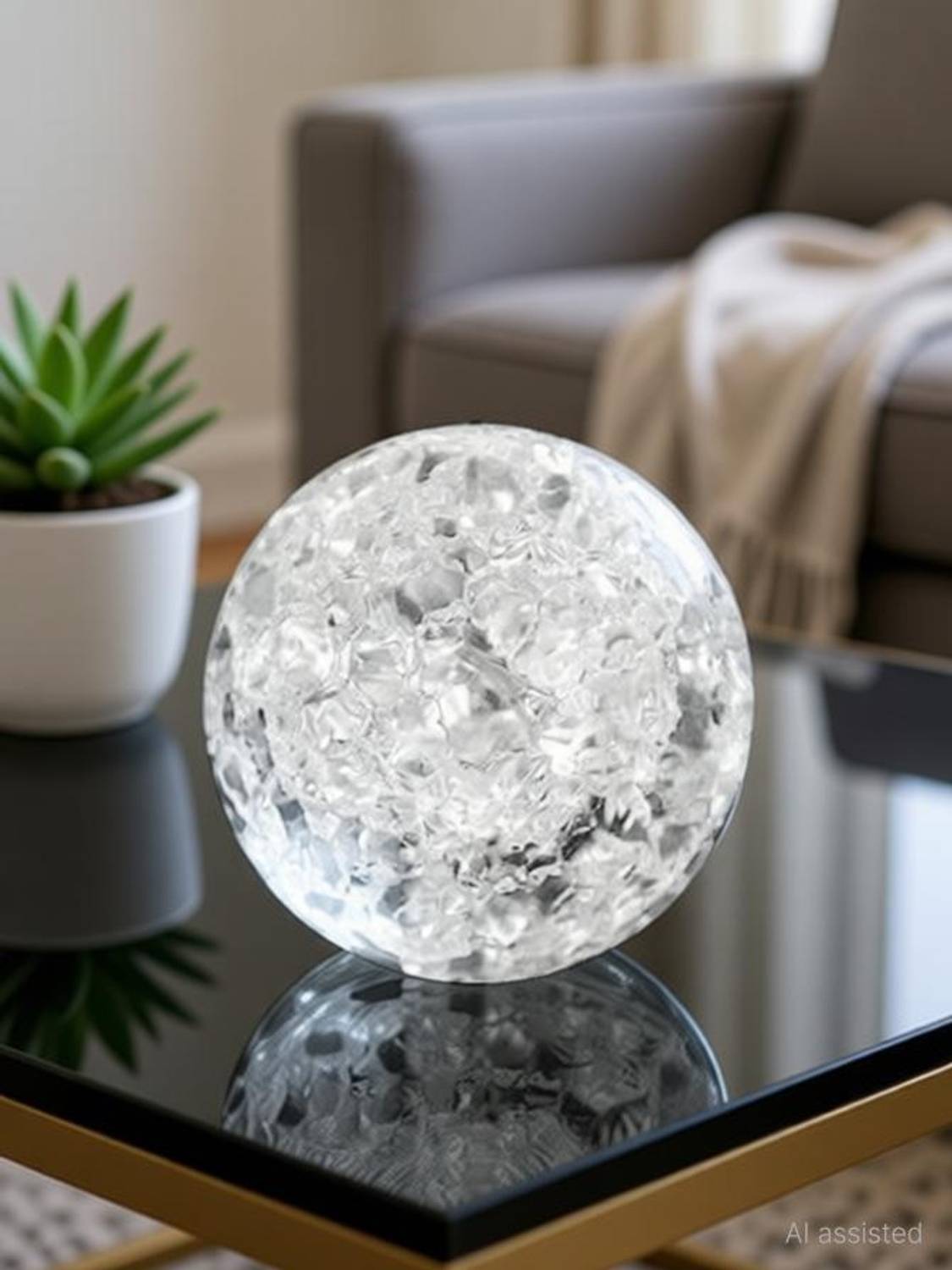 SMARTEXPO Water Fountain Spinning Crystal Glass Ball - 5 Cm | Home Decoration Decorative Showpiece  -  5 cm