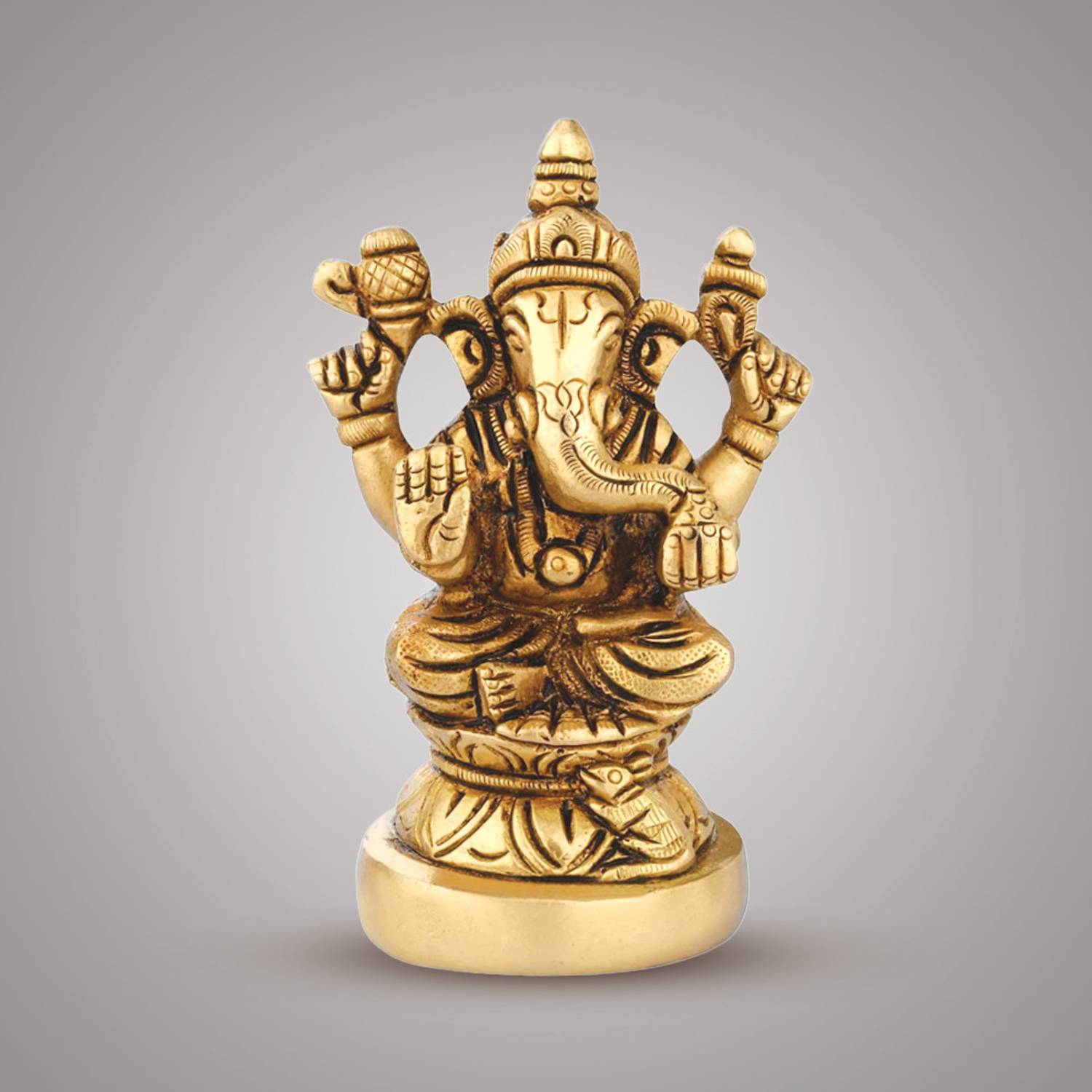 SRISHTIKA DIVINE Antique Brass Ganpati Idol Decorative Showpiece  -  8 cm